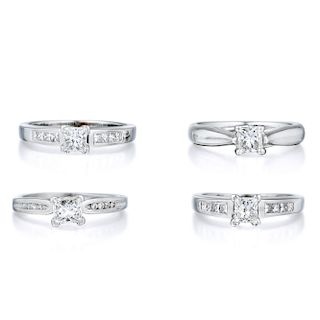 A Group of Platinum and Gold Diamond Rings