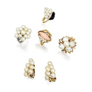 A Group of 14K Gold Cultured Pearl Jewelry