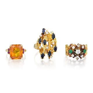 A Group of Gemstone Rings