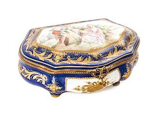 A Sevres Style Gilt Metal Mounted Table Casket, Width 13 inches.