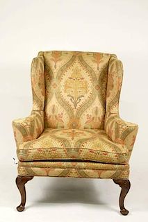 Queen Anne Style Walnut Wing Chair