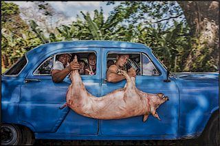 Three photographs: 'Plantanas', 'Pescado', 'Puerco Asado' from the 'Cuba' series, 2012