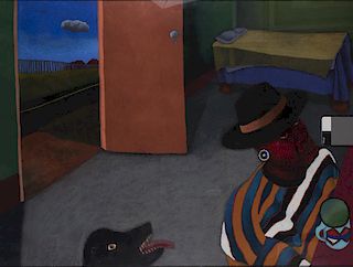 Untitled (interior with man and dog), 1998