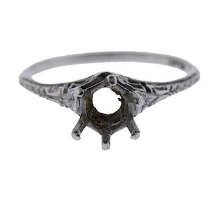 Art Deco Platinum Engagement Ring Mounting 