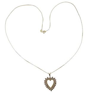 14k Gold 1.40ctw Diamond Heart Pendant Necklace