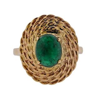 English 9k Gold Emerald Ring 