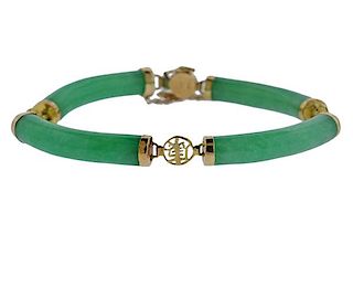 14k Gold Jade Bracelet 