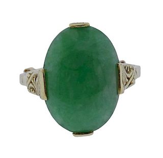 Antique 14k Gold Jade Ring 