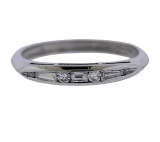 Platinum Diamond Half Band Wedding Ring 