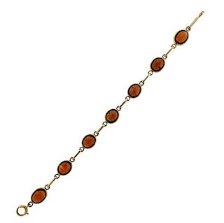 Antique 14k Gold Orange Stone Bracelet 