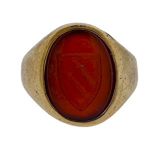 Antique 10k Gold Carnelian Intaglio Ring
