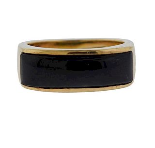 Gump&#39;s 14K Gold Black Stone Band Ring