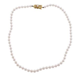 Mikimoto 18k Gold 5 to 5.5mm Pearl Necklace 