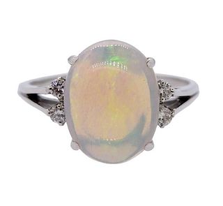 18k Gold Opal Diamond Ring 