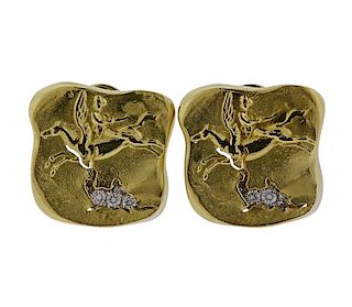Seidengang Athena 18K Gold Platinum Diamond Earrings