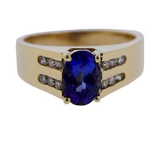 Le Vian 14k Gold Blue Gemstone Diamond Ring 
