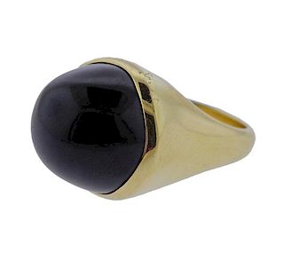 Tiffany &amp; Co Peretti Black Jade 18k Gold Ring 