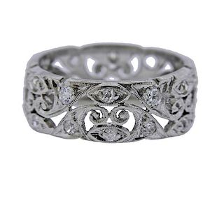 Platinum Diamond Floral Band Ring 
