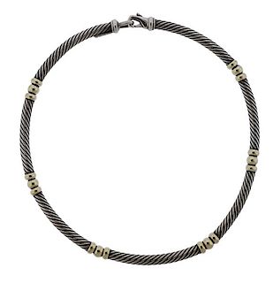 David Yurman Sterling 14k Gold Cable Necklace