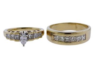 14k Gold Diamond Engagement Wedding Ring Lot 