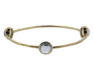 18K Gold Blue Topaz Bangle Bracelet