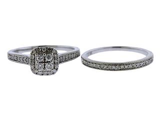 10k Gold Diamond Engagement Wedding Ring Set 