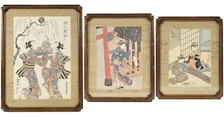 Group of 3 Prints after Ukiyo-e Woodblocks