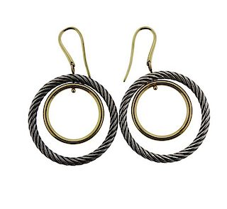 18k Gold Sterling Silver Circle Earrings 