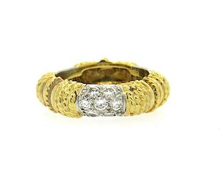 1970s Tiffany &amp; Co Diamond 18k Gold Band Ring