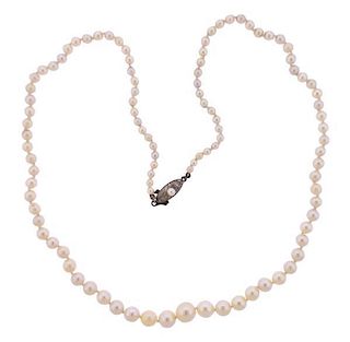 Silver Graduated Pearl Necklace