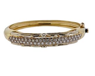 14k Gold Diamond Bangle Bracelet 