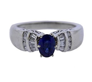 Platinum Diamond 1.04ct Sapphire Ring 