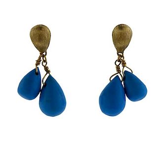 Marco Bicego 18K Gold Blue Stone Drop Earrings