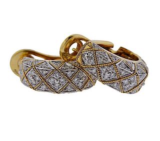 18k Gold 2.50ctw Diamond Hoop Earrings 