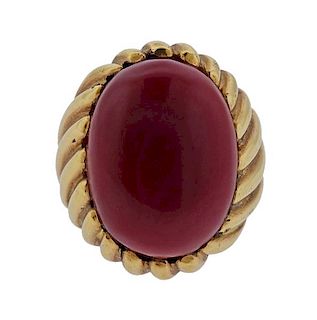 18K Gold Coral Dome Ring