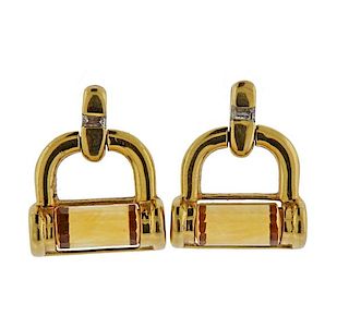 14k Gold Citrine Diamond Earrings 