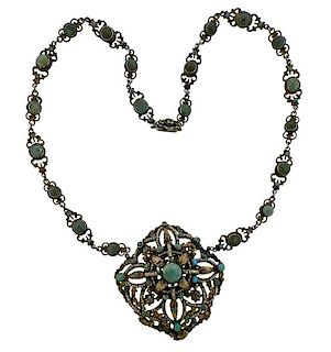 Austro Hungarian Silver Turquoise Necklace