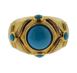 14k Gold Blue Stone Ring 