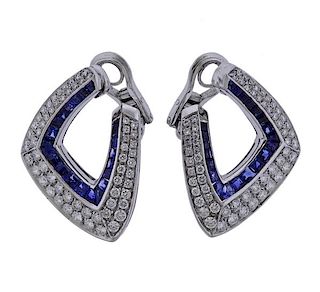 18k Gold 2.60ctw Diamond Sapphire Earrings 