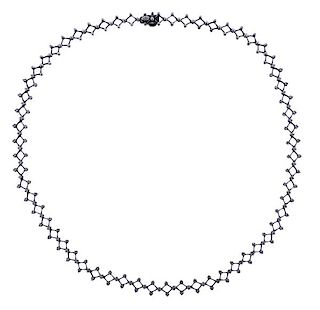 18k Gold Silver Diamond Choker Necklace 