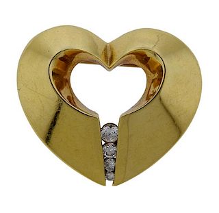 Krypell 18k Gold Heart Brooch Pin 