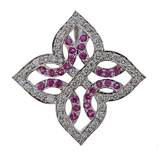 18K Gold Diamond Pink Sapphire Pendant