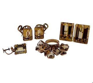 Retro 14k Gold Citrine Jewelry Lot 