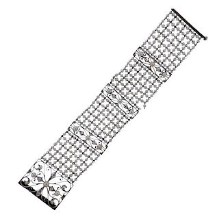 Edwardian Platinum Pearl Diamond Bracelet 