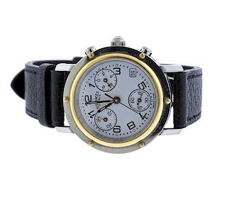 Hermes Clipper 18K Gold Stainless Chronograph Watch