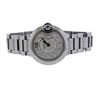Cartier Ballon Bleu Stainless Steel Diamond Watch WE902073
