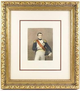 19th C. Engraving, Portrait of Napoleon Bonaparte