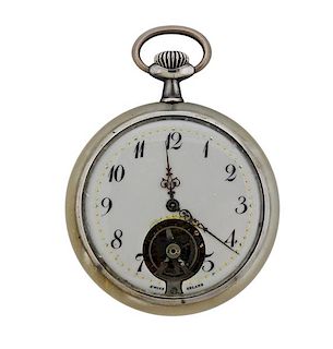 Antique Silver Mother of Pearl Pocket Watch 