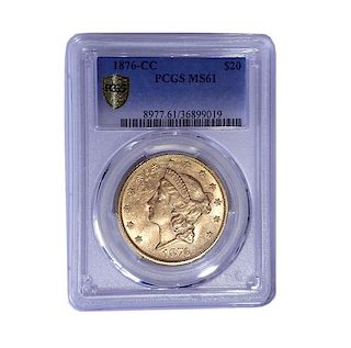 1876 CC Liberty Double Eagle 20 Dollars Gold US Coin PCGS MS61