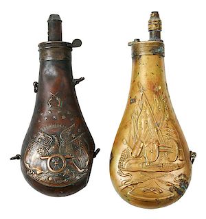 Two Civil War Era Colt Powder Flasks